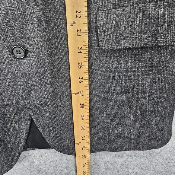 Vintage 90s STRATHMORE Sports Coat Men 40L Medium Long Gray Glen Plaid Union USA